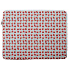Kawaii Jam Pattern Aqua 17  Vertical Laptop Sleeve Case With Pocket