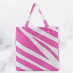White Pink Stripes, Pattern Grocery Tote Bag