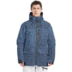 Blue Denim Fabric Men s Multi Pockets Zip Ski And Snowboard Waterproof Breathable Jacket