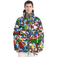 Falling Lego Bricks, Desenho Men s Multi Pockets Zip Ski And Snowboard Waterproof Breathable Jacket