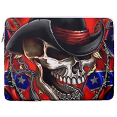 Confederate Flag Usa America United States Csa Civil War Rebel Dixie Military Poster Skull 17  Vertical Laptop Sleeve Case With Pocket