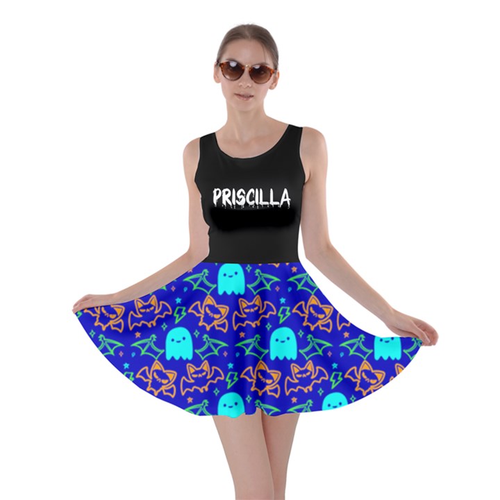 Personalized Name Halloween Ghost Monster Pattern Dress Skater Dress