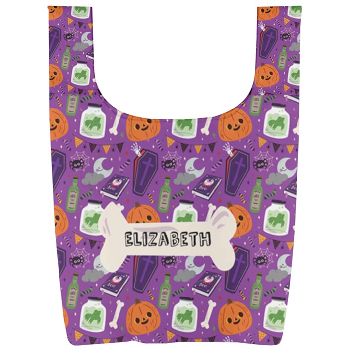 Personalized Halloween Name Any Text Foldable Shopping Bag Foldable Shopping Bag
