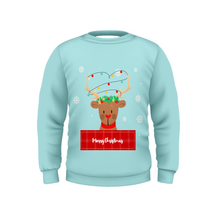 Personalized Any Text Xmas Deer Kids  Sweatshirt Kids  Sweatshirt