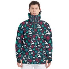 Holiday Season Pattern Men s Pullover Zip Ski And Snowboard Waterproof Breathable Jacket
