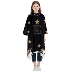 Little Stars Pattern Kids  Hooded Rain Ponchos