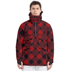Red Diagonal Plaid Big Men s Pullover Zip Ski And Snowboard Waterproof Breathable Jacket