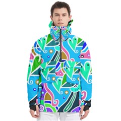 Crazy Pop Art - Doodle Hearts  Men s Pullover Zip Ski And Snowboard Waterproof Breathable Jacket