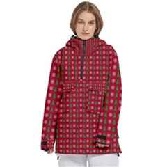 Snowflake Christmas Tree Pattern Women s Pullover Zip Ski And Snowboard Waterproof Breathable Jacket