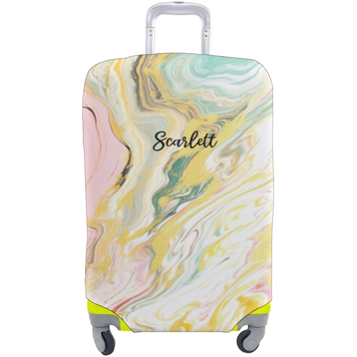 Personalized Name Any Text marble color luggage cover Luggage Cover (Large)