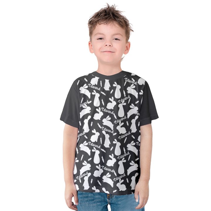 Personalized Name Any Text Rabbit Pattern Easter Kids  Cotton T-Shirt Kids  Cotton T-Shirt