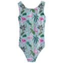 Personalized Flamingo illustration Kids  Cut-Out Back One Piece Swimsuit View1
