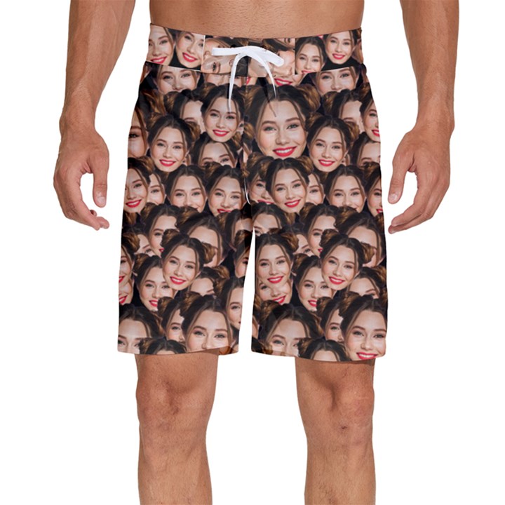 Personalized Photo Many Face Head Men s Beach Shorts