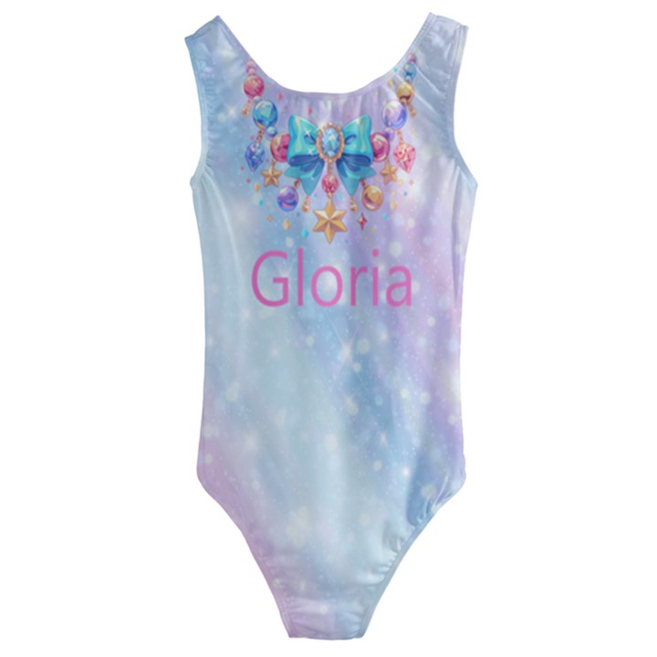 Personalized Any Text Gems Ribbon  Kids  Cut-Out Back One Piece Swimsuit