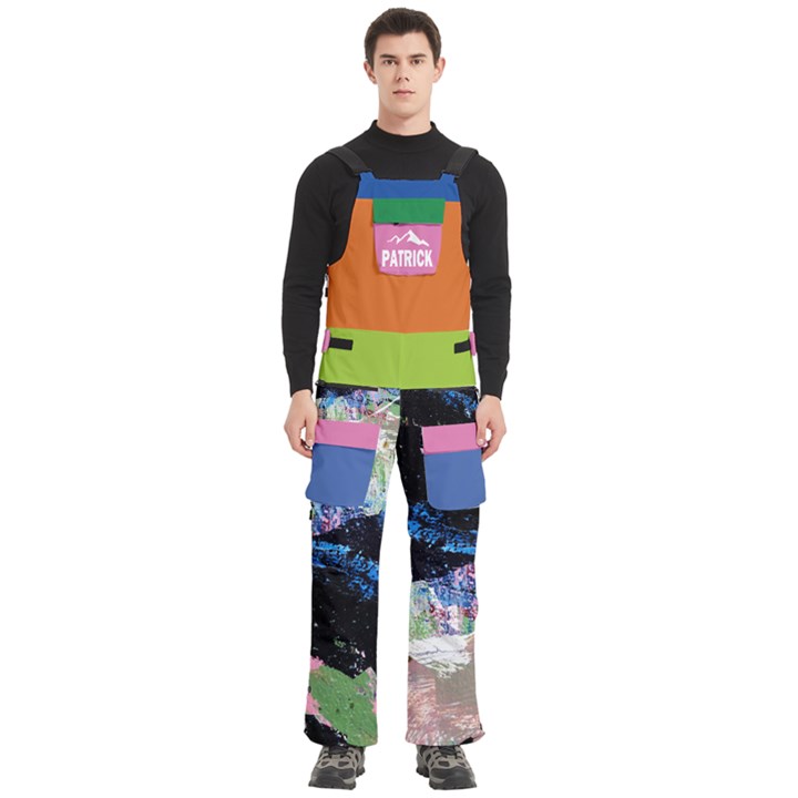 Custom Mix Color Logo Any Text Name Men s Side Zip Front Pouch Ski And Snowboard Bib Pants	