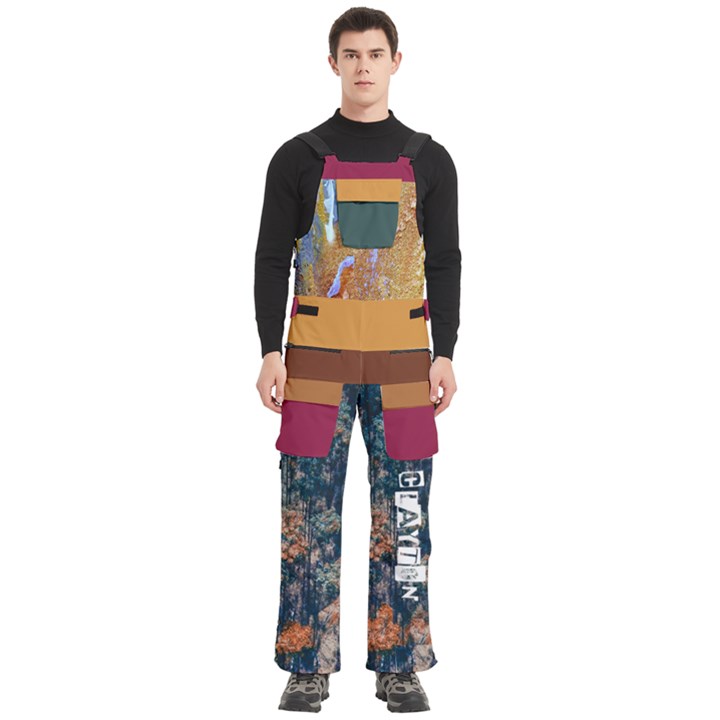 Custom Mix Color Any Text Name Men s Side Zip Front Pouch Ski And Snowboard Bib Pants	