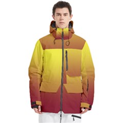 Electric Yellow To Burgundy Red Linear Gradient Men s Multi Pockets Zip Ski And Snowboard Waterproof Breathable Jacket