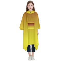 Burgundy Red To Electric Yellow Linear Gradient Kids  Hooded Rain Ponchos