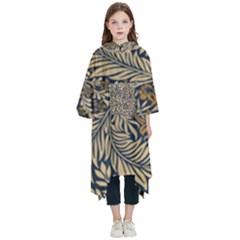 Brown Vintage Background Vintage Floral Pattern, Brown Kids  Hooded Rain Ponchos