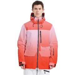 Pink Lace To Scarlet Red Linear Gradient Men s Multi Pockets Zip Ski And Snowboard Waterproof Breathable Jacket