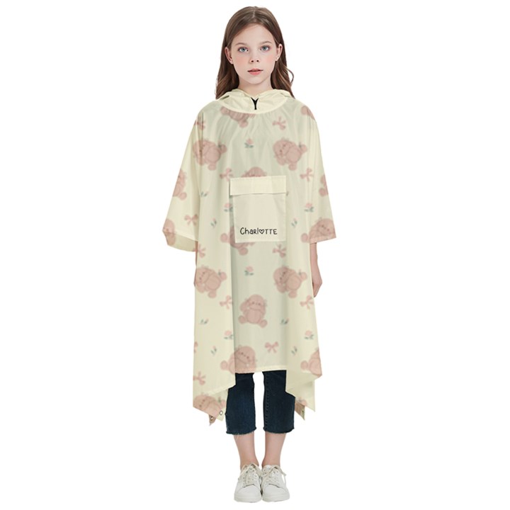Personalized Name Dog Pattern Kids  Hooded Rain Ponchos