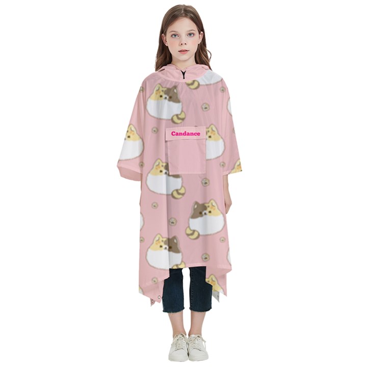 Personalized Name Cat Kids  Hooded Rain Ponchos