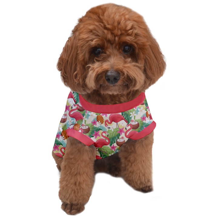 Custom Tropical Summer Flamingo Name Any Text Dog T-Shirt