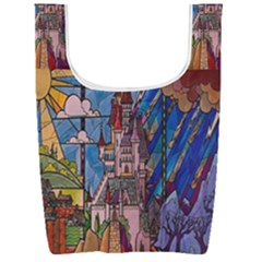 Castle Building Stained Glass Foldable Shopping Bag