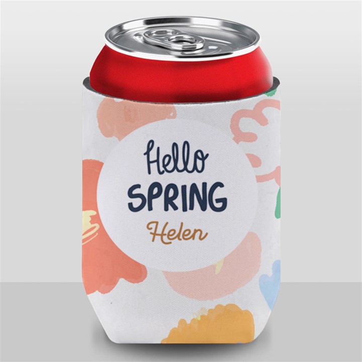 Personalized Spring Floral Pattern Name Can Cooler