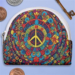 Peace Abstract Pattern Creative Drawing Horseshoe Style Canvas Pouch