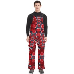Mid Century Retro Floral 1970s 1960s Pattern 105 Men s Side Zip Front Pouch Ski And Snowboard Bib Pants	
