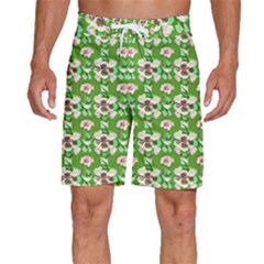 Retro 1880s Flowers Pattern 4 Men s Beach Shorts