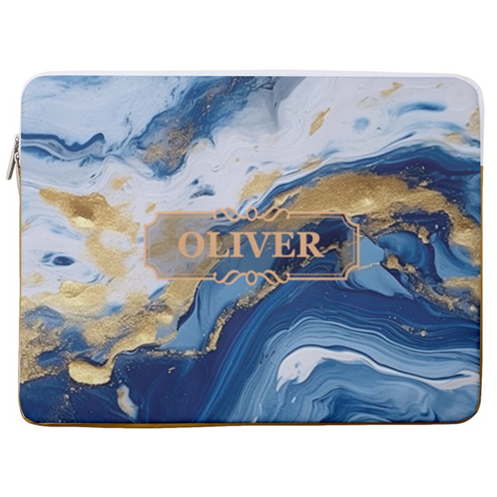 Personalized Marble Name Laptop Sleeve Case with Pocket 17  Vertical Laptop Sleeve Case With Pocket