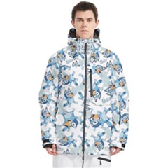 Bluey, Bluey Merch, Bluey Pattern, Bluey Bluey, Bingo, Bluey Design, Bluey Dog Men s Multi Pockets Zip Ski And Snowboard Waterproof Breathable Jacket