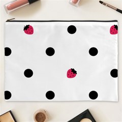Strawberry Dots Black Cosmetic Bag (xxxl)
