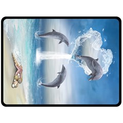 The Heart Of The Dolphins Fleece Blanket (extra Large)