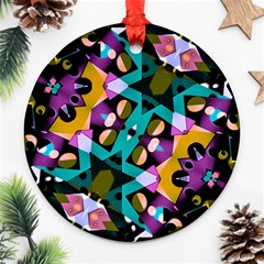 Digital Futuristic Geometric Pattern Round Ornament