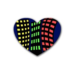 Colorful Abstract City Landscape Rubber Coaster (heart) 