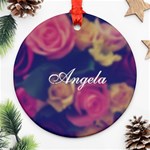 Vintage Monogram Flower Round Ornament (Two Sides) Back