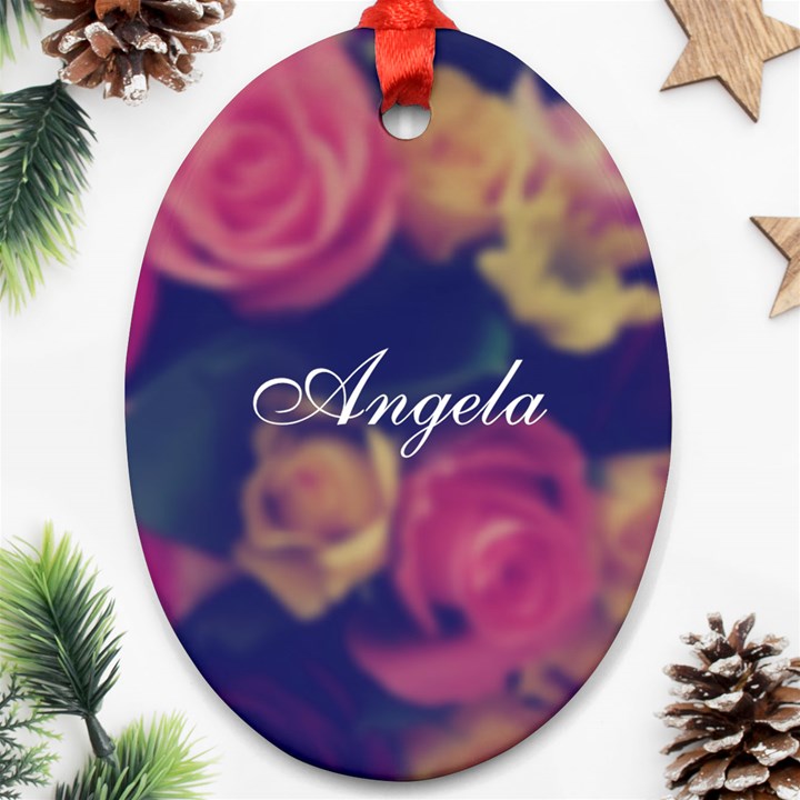 Vintage Monogram Flower Oval Ornament (Two Sides)