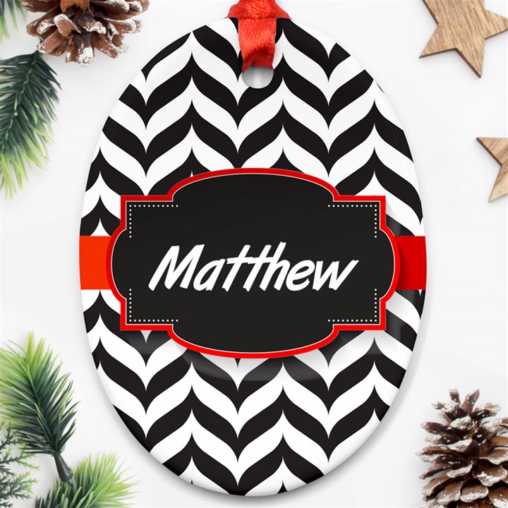Pattern Black 1 Ornament (Oval)