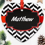 Pattern Black 1 Heart Ornament (Two Sides) Front