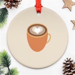 Artin Coffee Chocolate Brown Heart Love Round Ornament (two Sides)