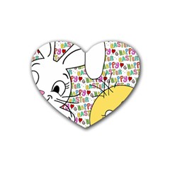 Easter Bunny And Chick  Rubber Coaster (heart) 