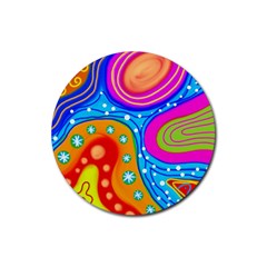 Abstract Pattern Painting Shapes Rubber Coaster (round) 