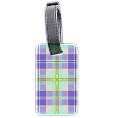 Blue And Yellow Plaid Luggage Tags (two Sides)
