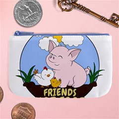 Friends Not Food - Cute Pig And Chicken Large Coin Purse