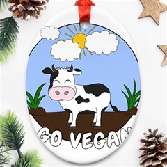 Friends Not Food - Cute Cow Ornament (oval)