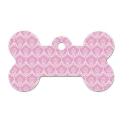 Damask Pink Dog Tag Bone (one Side)