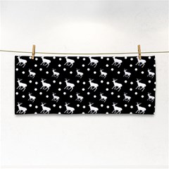 Deer Dots Black Hand Towel